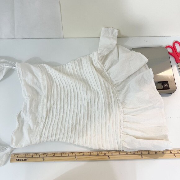 Hello Molly St. Cloud Dress White Mini Ruffle Puff Sleeve Square Neck - Size 2 - Picture 6 of 6